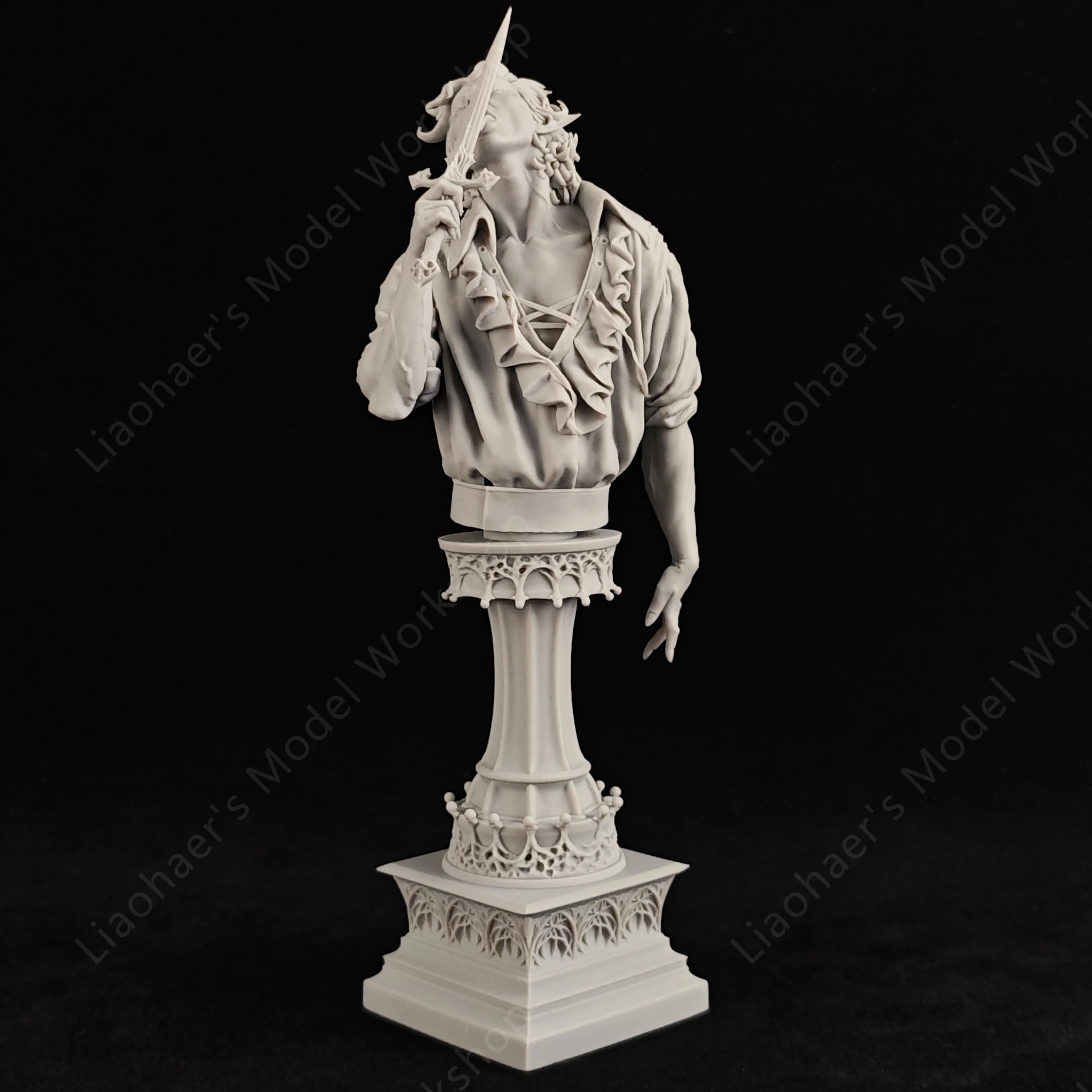 Busto di Astarion - Modello in Resina ABS Grigia Scala 1/10 - Statua in Stile Fantasy ad Alta Definizione - Collezione da Scrivania