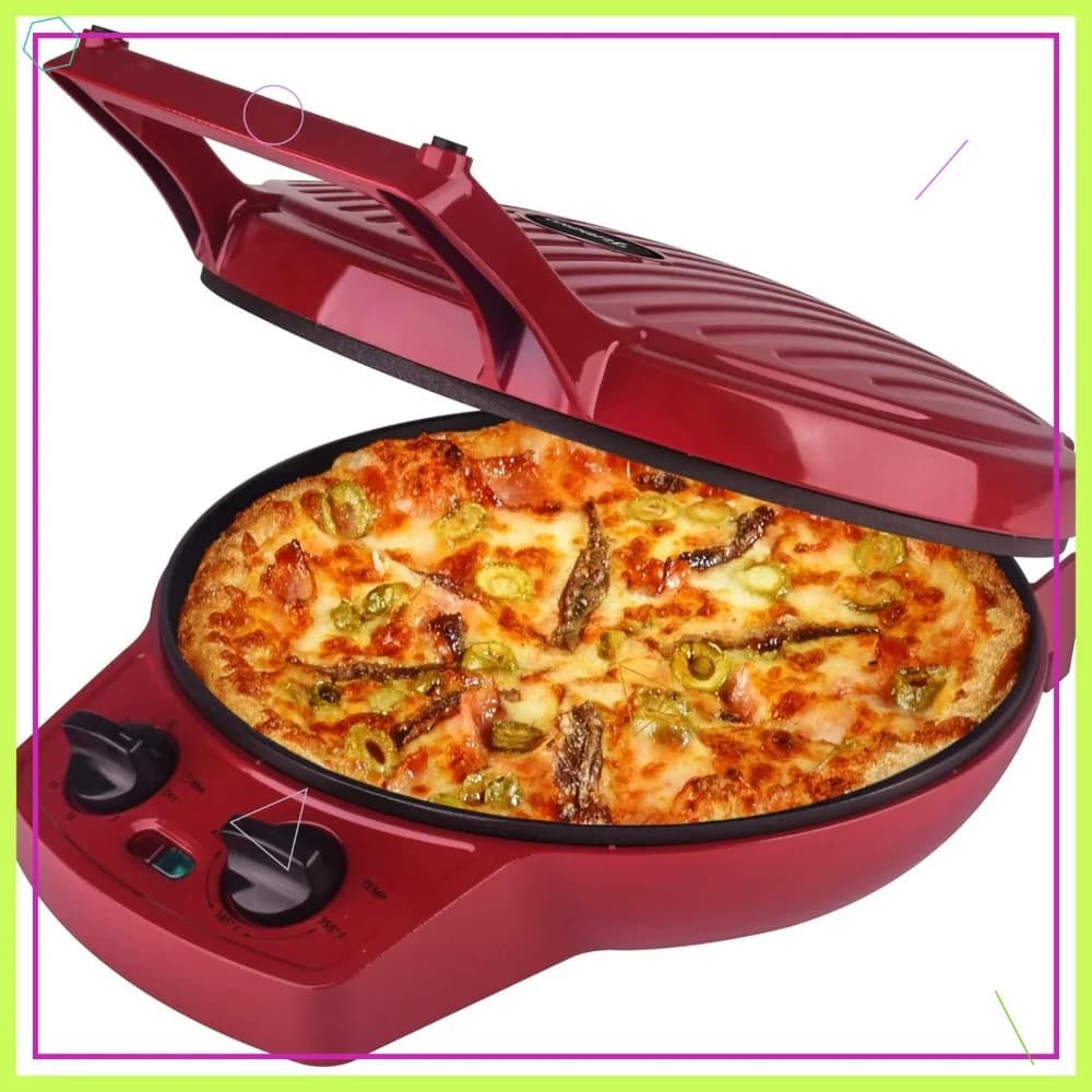 Macchina per Pizza da 12 Pollici e Griglia da Interno, con Timer e Controllo della Temperatura, 1440W