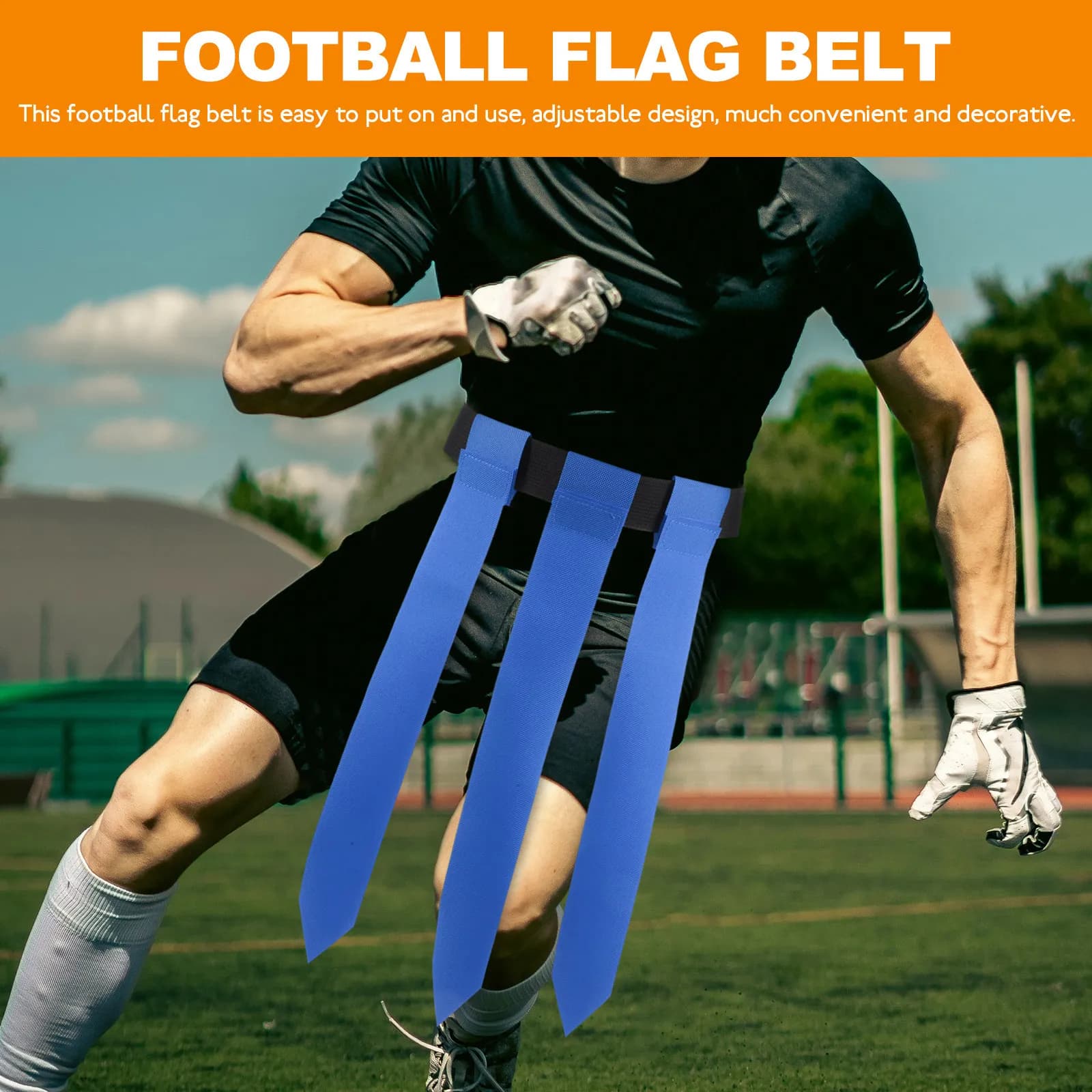 2 Pieces Belt with Adjustable Nylon PVC Football Flag, Life Flags Open Football Games Robust, Rugby Training Equipment for Teenagers