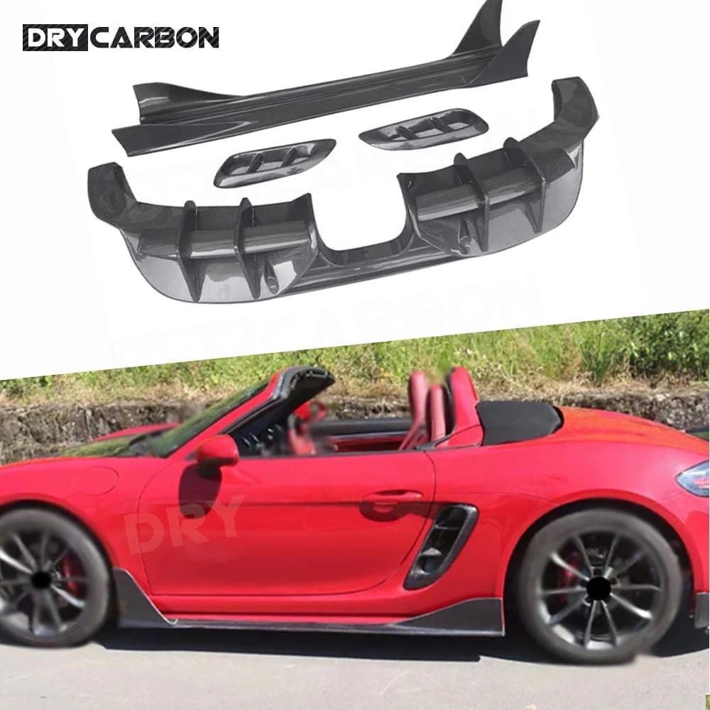 Side Skirts Rear Diffuser Lip Spoiler Side Fender Intakes Air Vents Trim Car Body Kits Accessories for Porsche 718