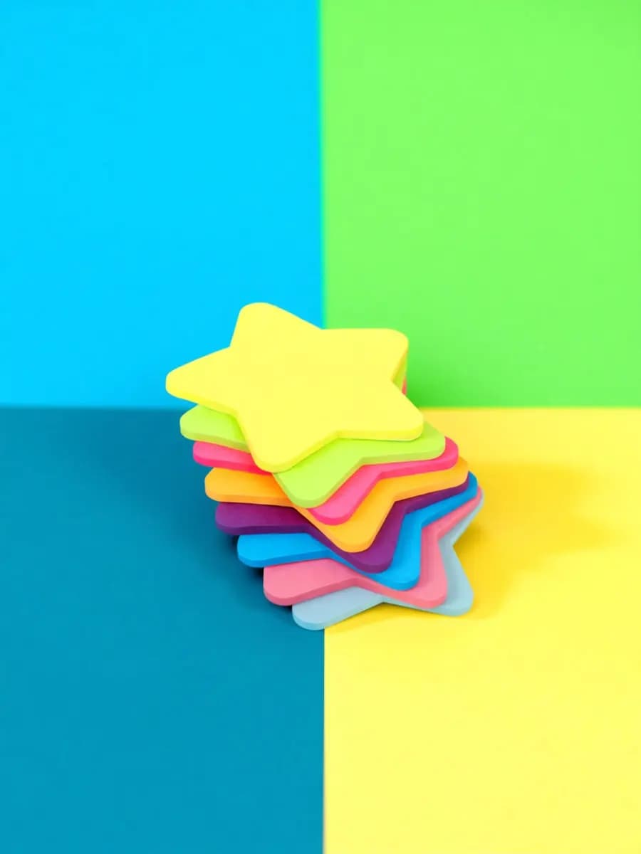 16Pcs Star Shaped Writing Pads Vibrant Adhesive Memo Notes for Daily Planner Journal Notebook Organizer Cute Note Pads Strong