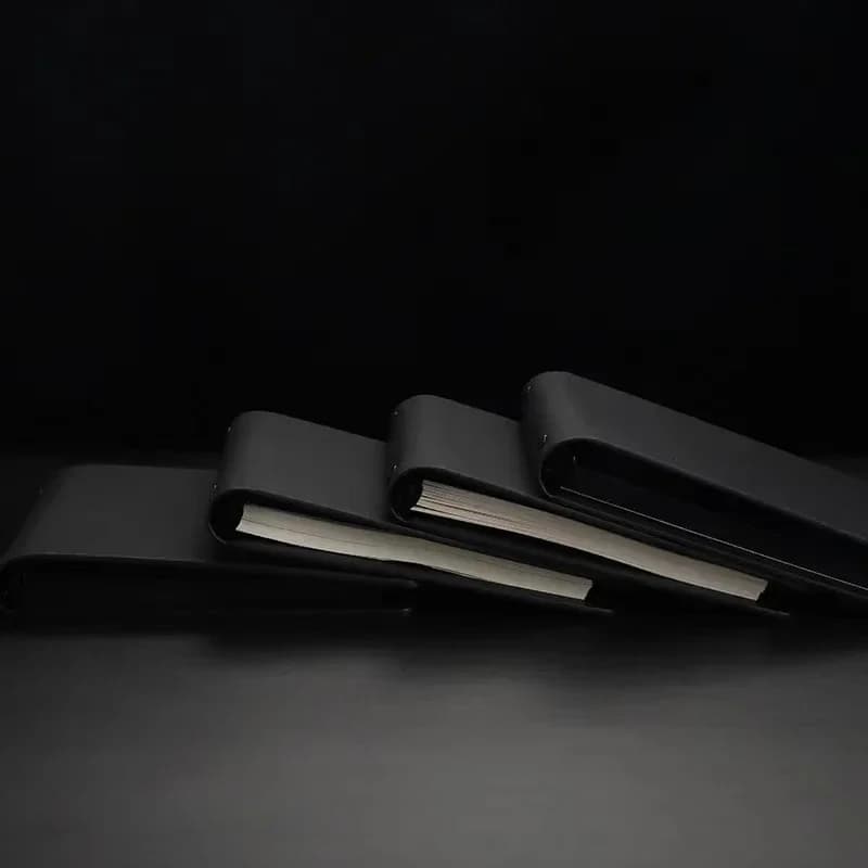 Black Minimalist A5 Notebook PU Leather Loose Leaf Business Office Writing Hand Account Black Card Paper Inner Page Notepad
