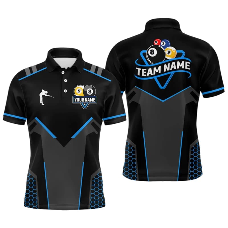 Polo grafiche da biliardo alla moda per uomo Nome personalizzato personalizzato Polo sportiva stampata in 3D Tendenza Top larghi traspiranti