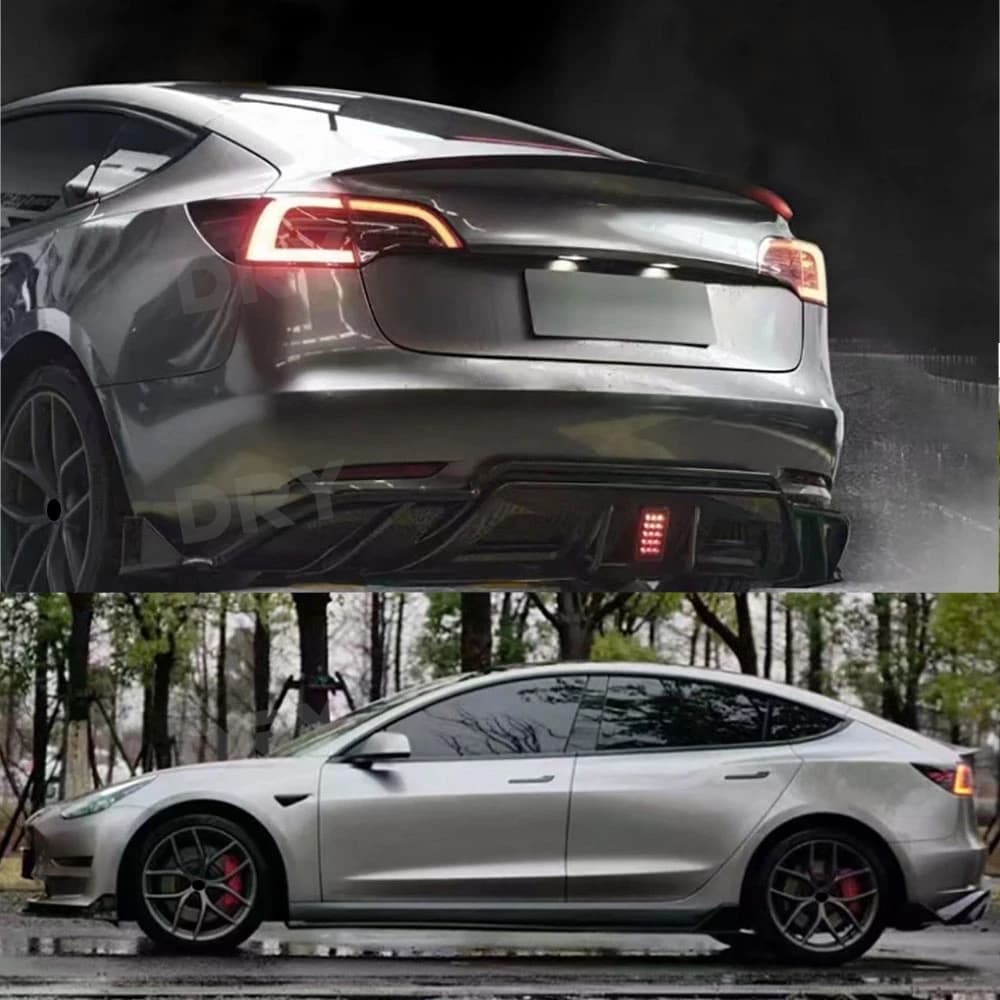 Front Bumper Lip Rear Bumper Diffuser Side Skirts Rear Spoiler Air Vent Trims Car Body Kit Accessories for Tesla Model 3 2019+