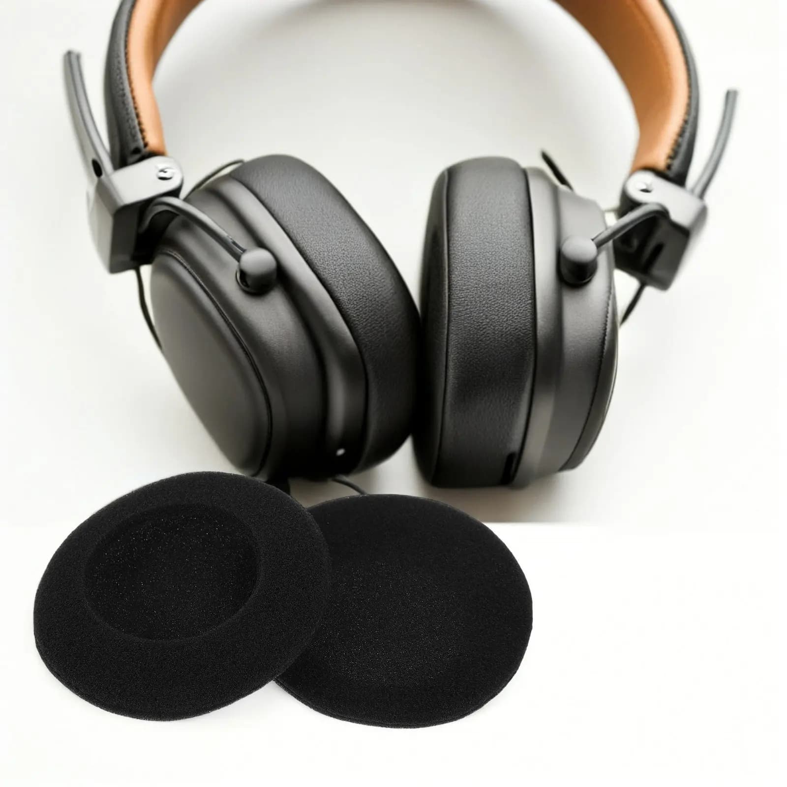 2 Pieces 50 mm Sponge Round Bearings for Headphones, Soft and Comfortable, Universal for Gaming and Music Headphones
