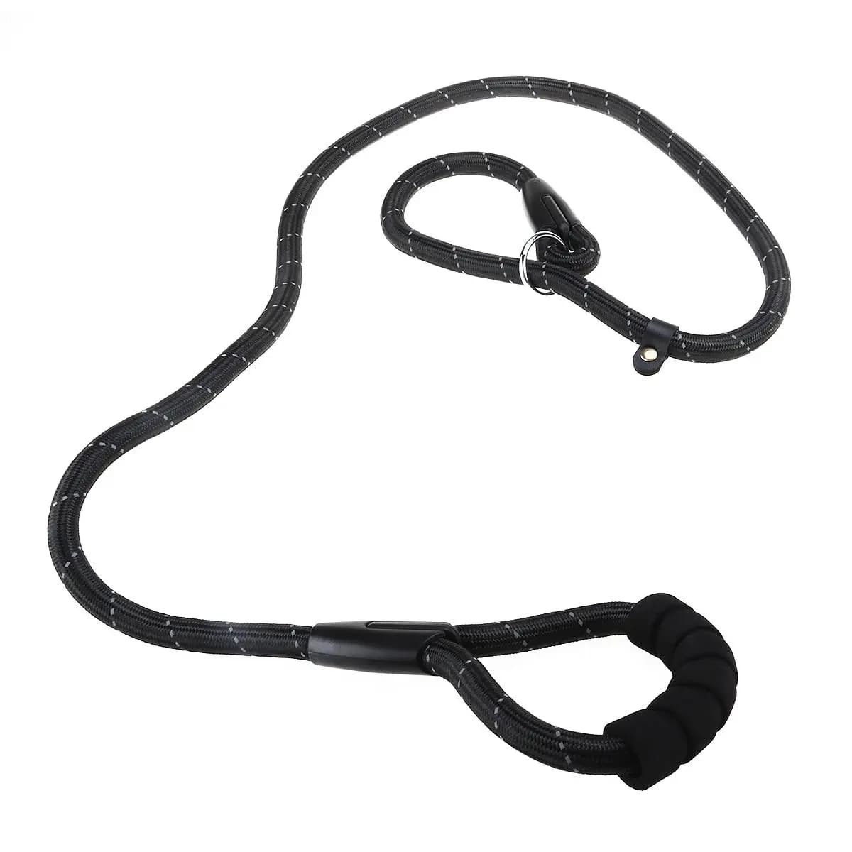 Reflective guide for dogs with sponge handle for walks, rides, excursions, supplies for black pets, durable and reusable material