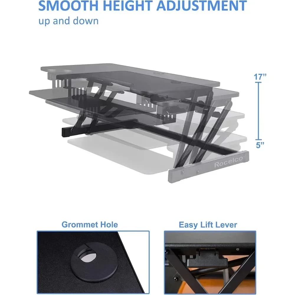 Bestseller: 37.5 inch height adjustable desk converter with double monitor support - efficient sit-stand office solution
