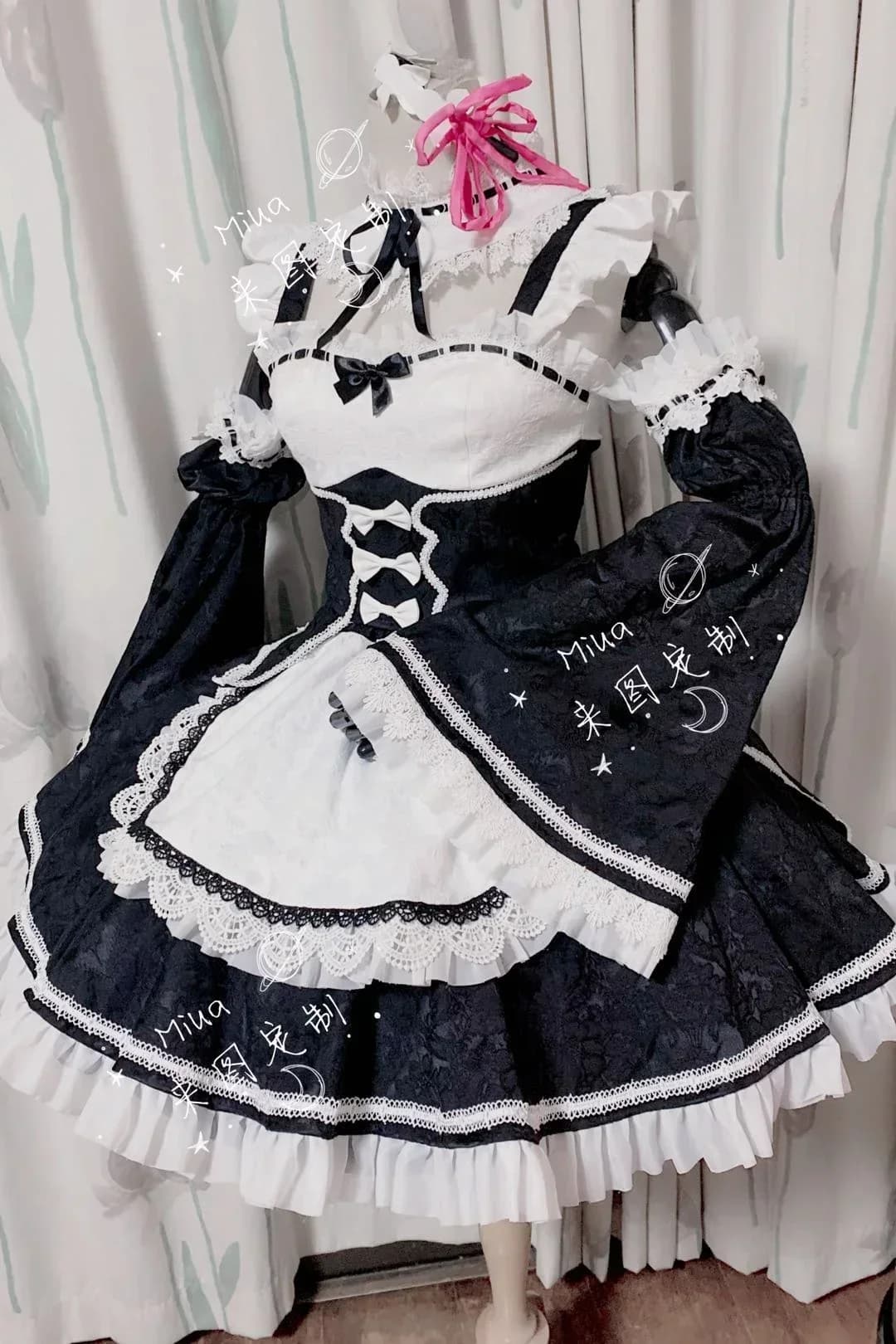 New Anime Maid Rem Cosplay Costume Re:Zero INFINITY Cosplay Dress White And Black Girl Women Custom Made Party Game Set