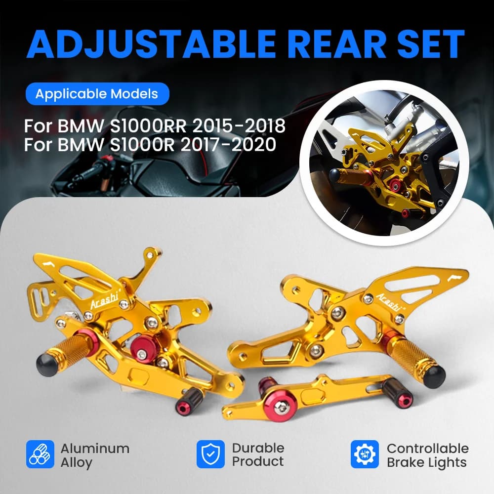 Arashi Moto Regolabile RearSet Pedane Poggiapiedi Per BMW S1000RR 2015-2018/S1000R 2017-2019 Poggiapiedi