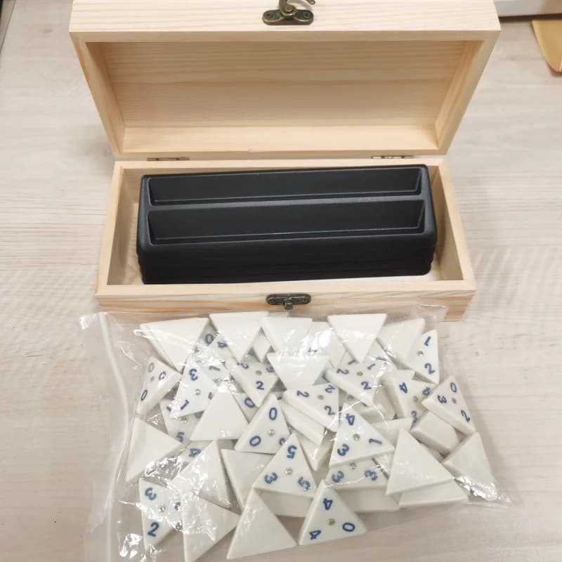 Large Triangular Domino Set with Wooden Gift Box Packaging for Adult & Children Family Gathering And Party Puzzle Toys
