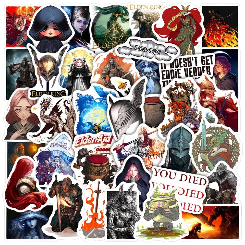 10/30/50pcs Gioco Elden Anello Del Fumetto Adesivi Fresco Graffiti Adesivo Giocattolo FAI DA TE Skateboard Chitarra Casco Auto Decalcomania Impermeabile per il Capretto