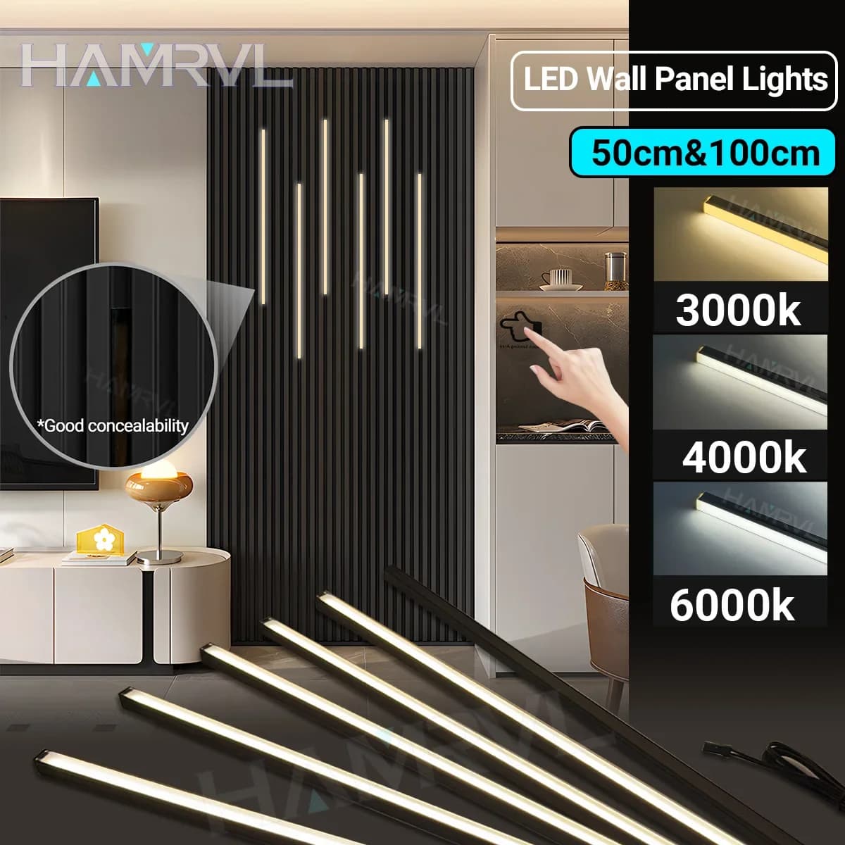 Striscia LED con Controllo Touch e Interruttore Sensore per Pannelli in Legno, Testiere, Scale, Illuminazione Sottopensile