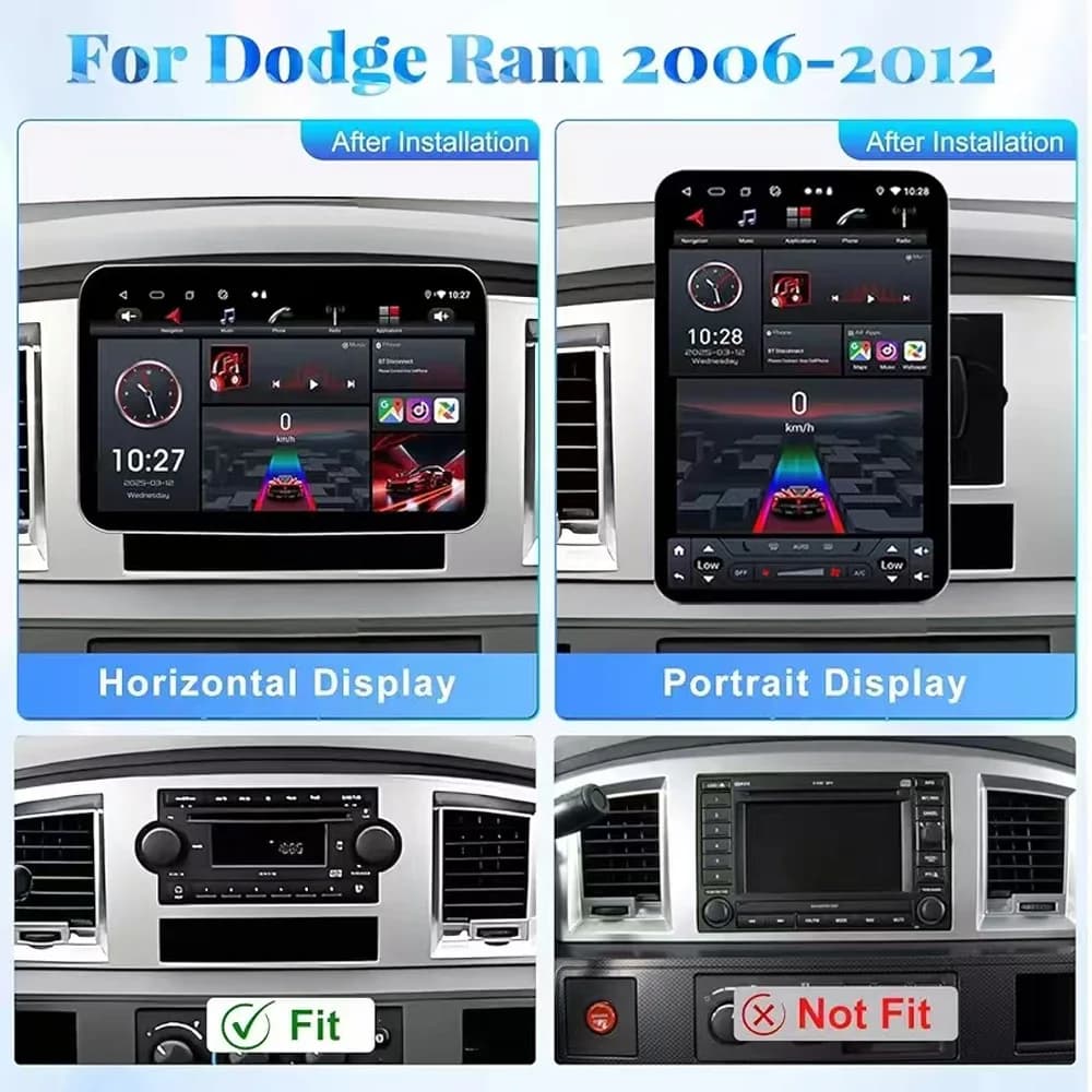 Autoradio Multimediale da 12 Pollici per Dodge RAM 1500 2500 3500 2006-2008, Stereo con Navigazione, BT Wireless, GPS, Carplay