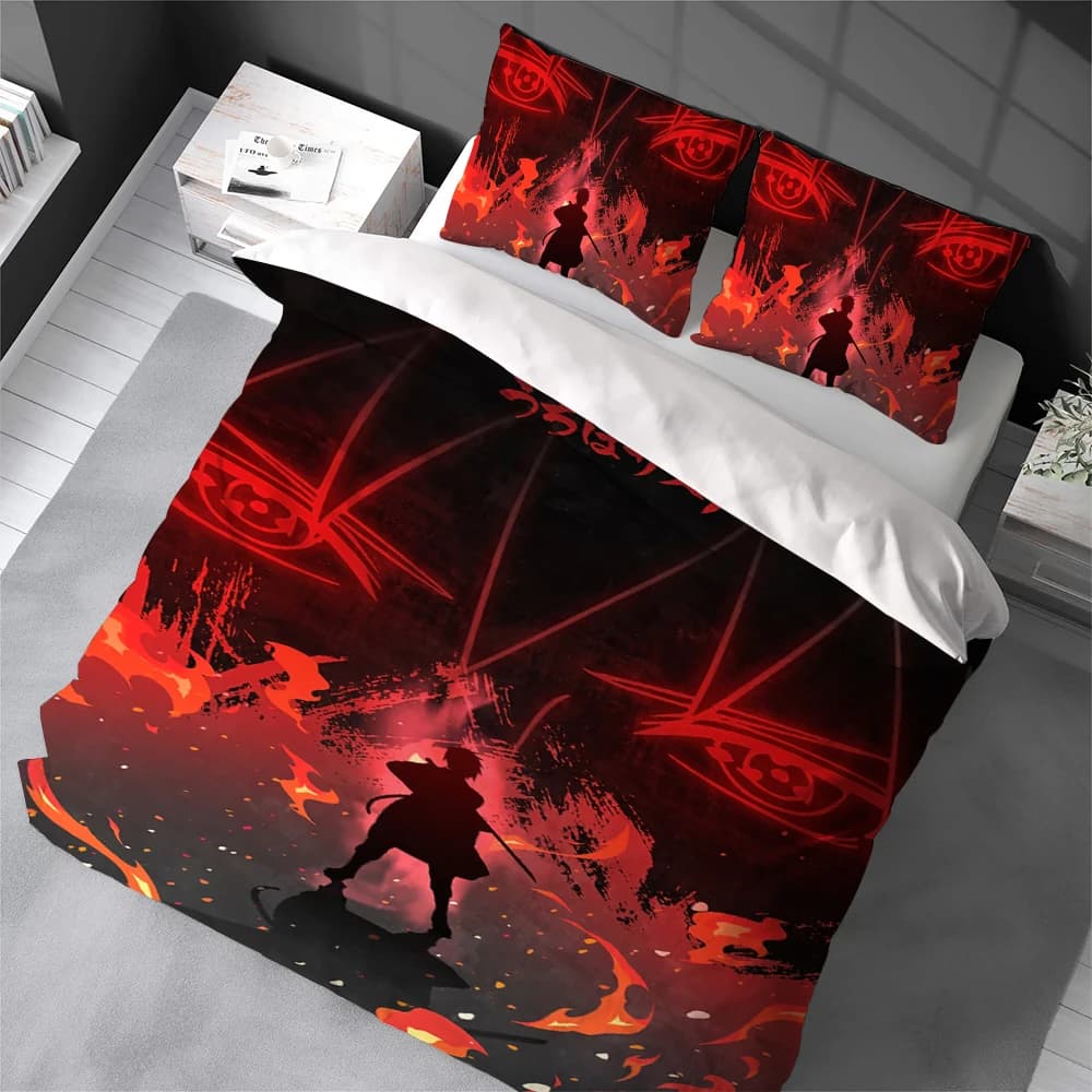 Set Copripiumino N-Naruto Anime, Biancheria da Letto in Cotone Morbido, Set 3 Pezzi, Regalo per Dormitorio Studentesco