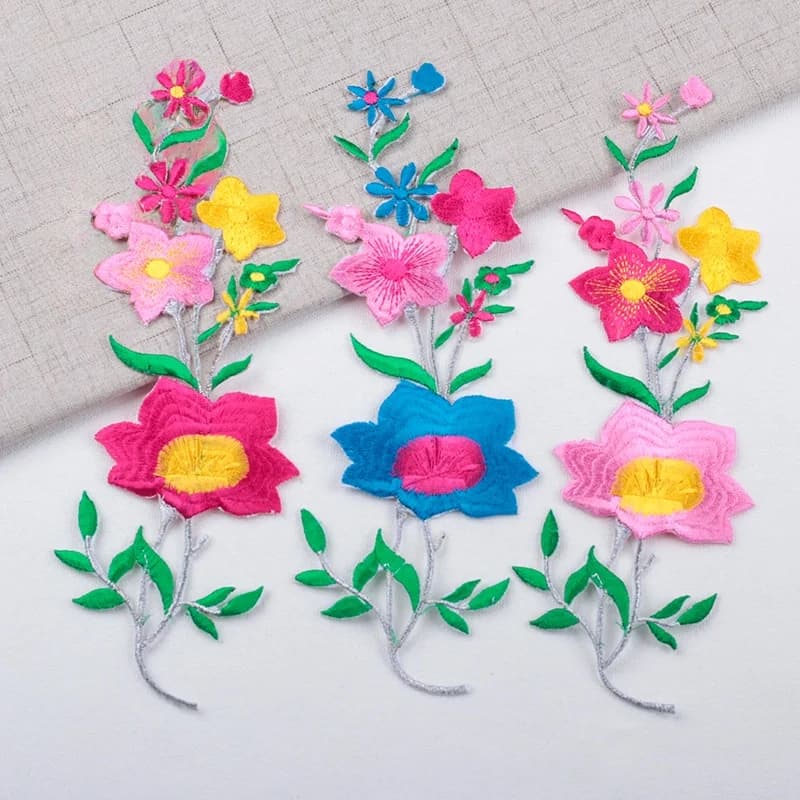 Water Lily Embroidery Fabric Patches Performance Costume Accessories Large Boat Crossing Multi-color Flower Fabric P...