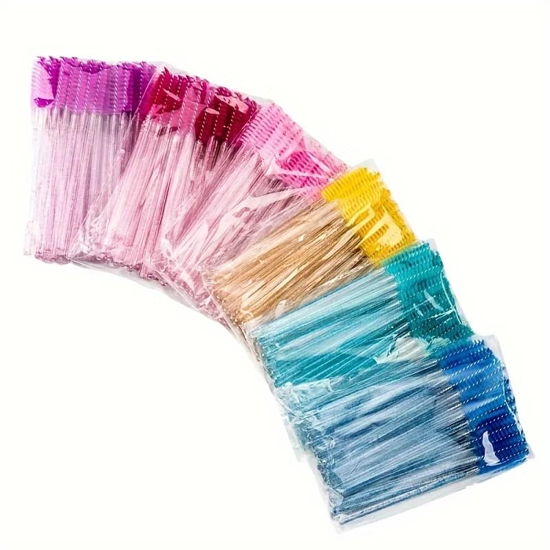 Spoolie bacchette disposable 50 pieces, mascara with crystal handle and eyebrow brushes, durable ABS plastic, perfume free, bulky beauty tools