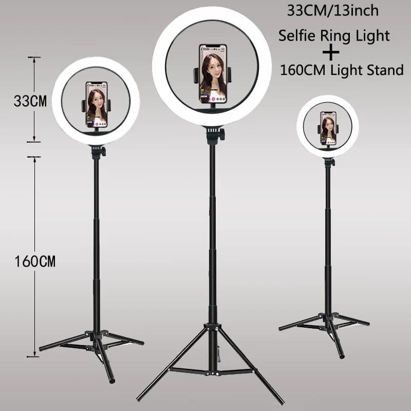 26 33CM Video Lights Dimmable Light Selfie LED Luminous Ring USB Ring Lighting Lamp with Tripod Support to Make Youtube Ringlight