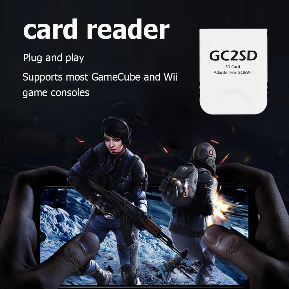 Adattatore per Scheda GC2SD per Lettore di Schede di Memoria Professionale Plug and Play per Console di Gioco GameCube Wii e Accessori