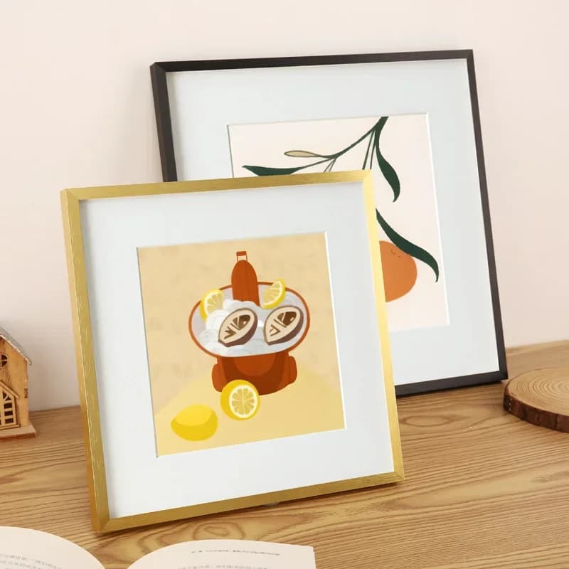 Square Aluminum Alloy Photo Frame - Home Bedroom Wall Mount Metal Poster Picture Frame for Decorative Art Display
