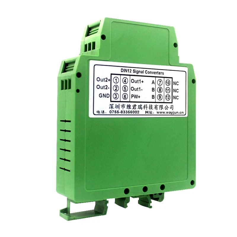 Trasmettitore di isolamento del segnale analogico un ingresso e due uscite Distributore di corrente 4-20 mA Convertitore 0-10 V DIN12