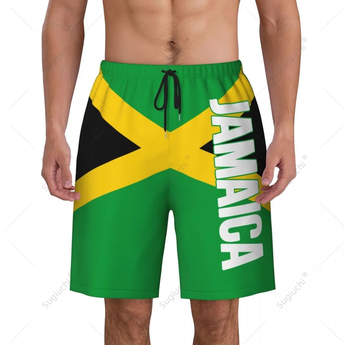 Pantaloni da spiaggia da uomo con bandiera della Giamaica, pantaloncini da surf, ragazzi, calcio, ciclismo, costumi da bagno, corsa, poliestere