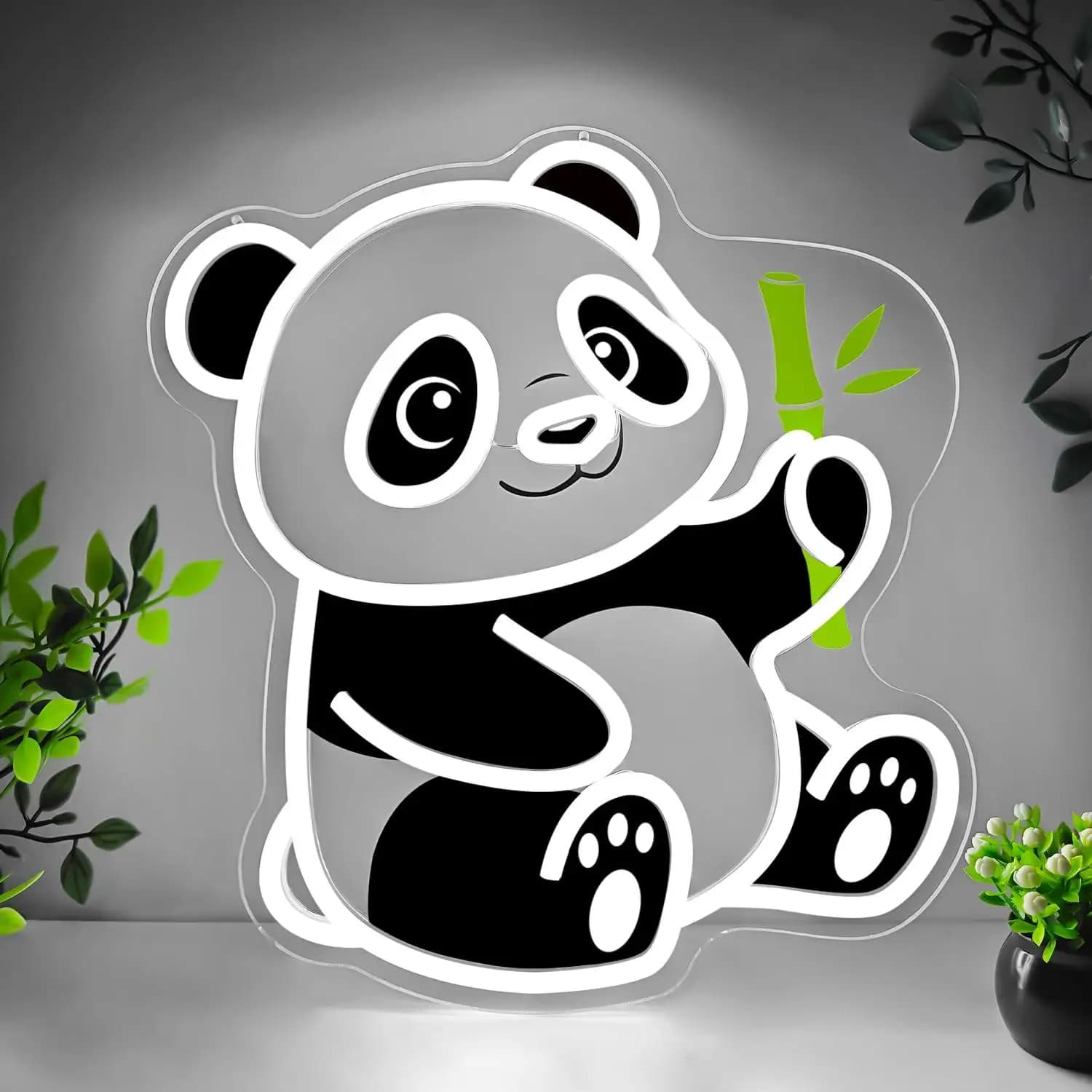 Panda Neon Sign USB Dimmable LED Lights For Cute Animal Themed Kids Room Bedroom Girls Room Wall Hanging Decor Gift night Light