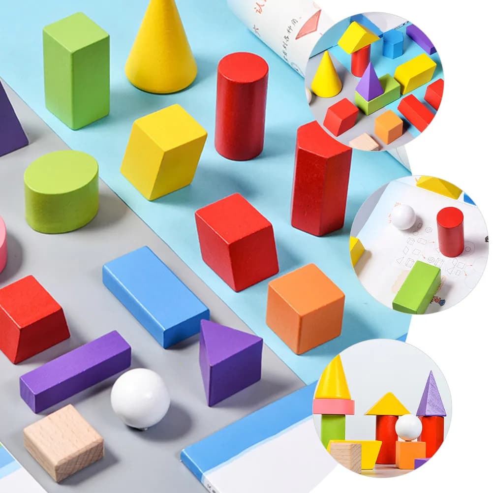 18 Pezzi Blocchi Geometrici in Legno, Giocattoli Educativi per l'Apprendimento Precoce e il Riconoscimento dei Colori, per lo Sviluppo Prescolare dei Bambini