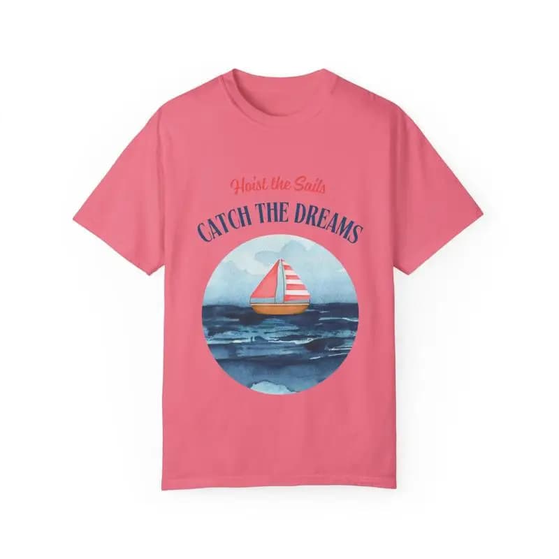 Nautical Dream Catcher T Shirt Catch The Dreams Design Casual Beach Party Summer Vibes Sailboat Art 2025