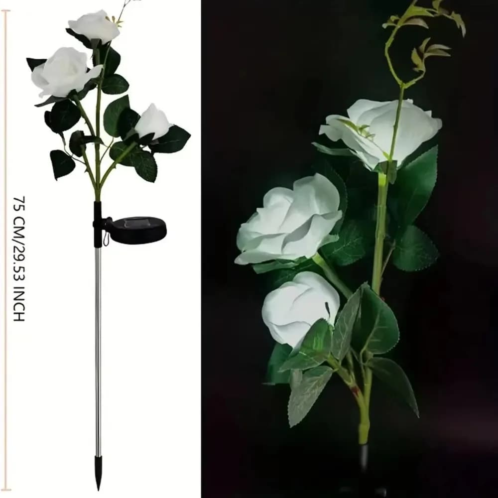 Lampada Solare a LED a Forma di Rosa, Decorazione Floreale Simulata, Luce Solare da Giardino per Esterni, Impermeabile, Lampada Solare a Fiore per Patio