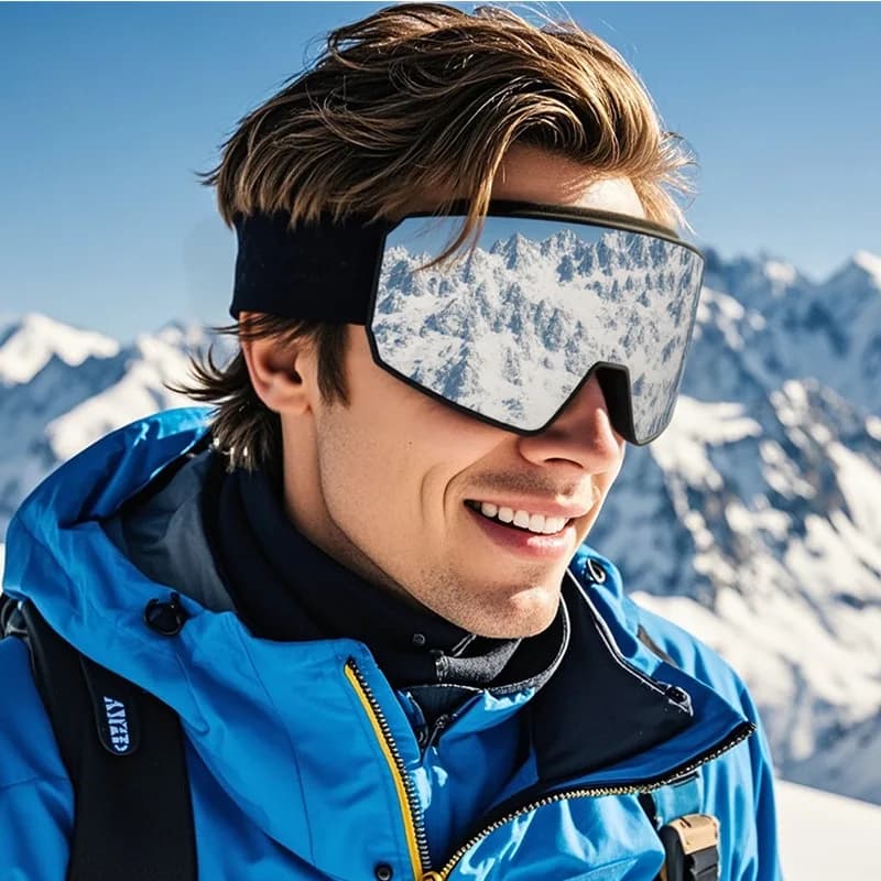 Nuovi occhiali da sci cilindrici con lenti per PC con montatura in TPU impermeabile e antiappannamento a doppio strato unisex per sport all'aria aperta asferica mountaineeri