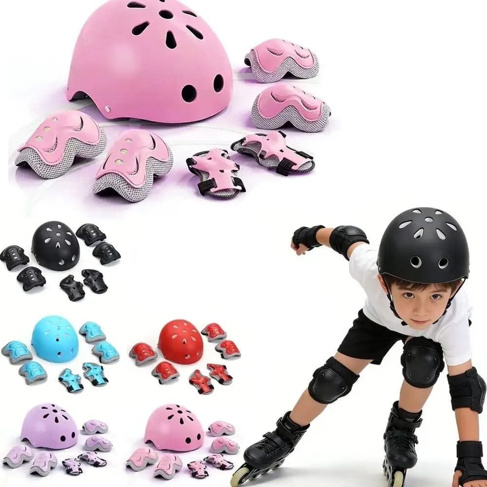 7Pcs/Set Adjustable Guards Protective Gear Set Thickened Breathable Kids Knee Pads and Elbow Pads Shock-absorbing