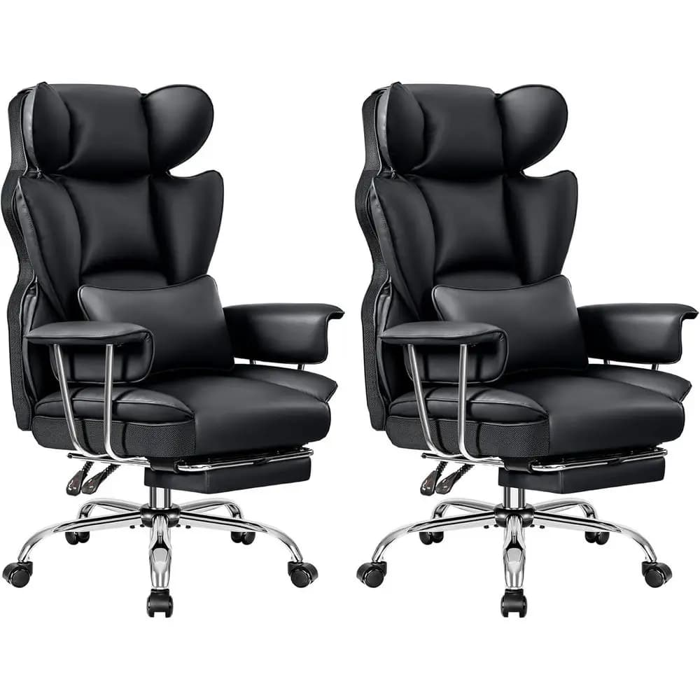 Sedia da ufficio ergonomica in pelle con schienale alto e poggiapiedi, sedia da scrivania reclinabile, comoda sedia da gaming resistente con braccioli imbottiti