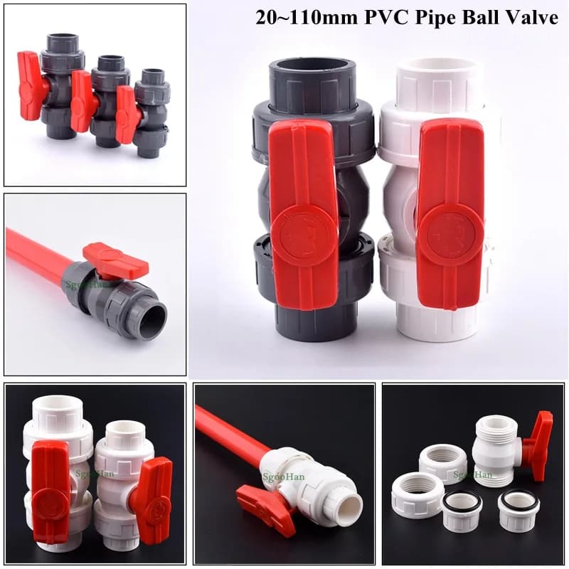 1PC ID 20 ~ 110mm Tubo in PVC Valvola a sfera Connettore Tubo di irrigazione Globo Valvola a sfera Agricoltura Raccordi per irrigazione da giardino