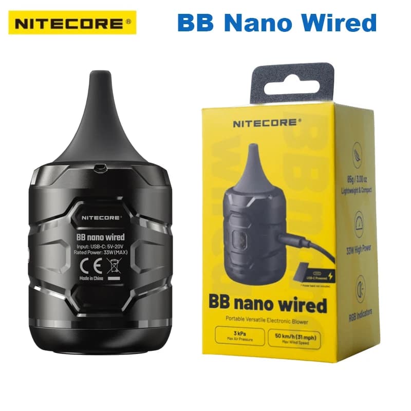 NITECORE BB Nano Wired Portable Electronic Blower Mini Vacuum Cleaner Len Sensor Duster Cleaning Tools for Cameras Keyboard Car
