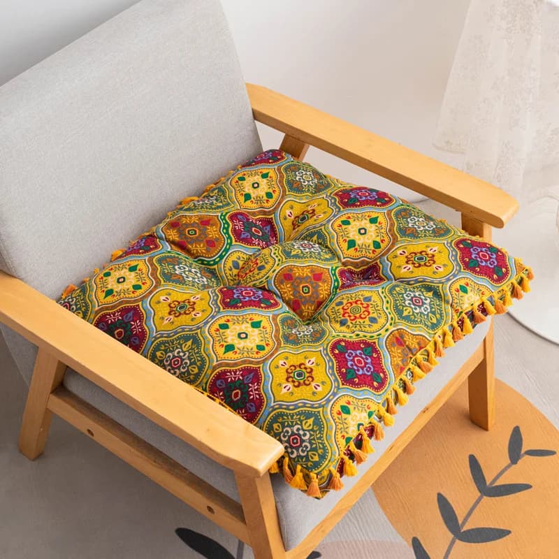 1pc Boho Style Floor Pillow, Office Seat Cushion, Square Cushion Meditation Pillow, For Living Room Office Home Decor 50cm 20inc