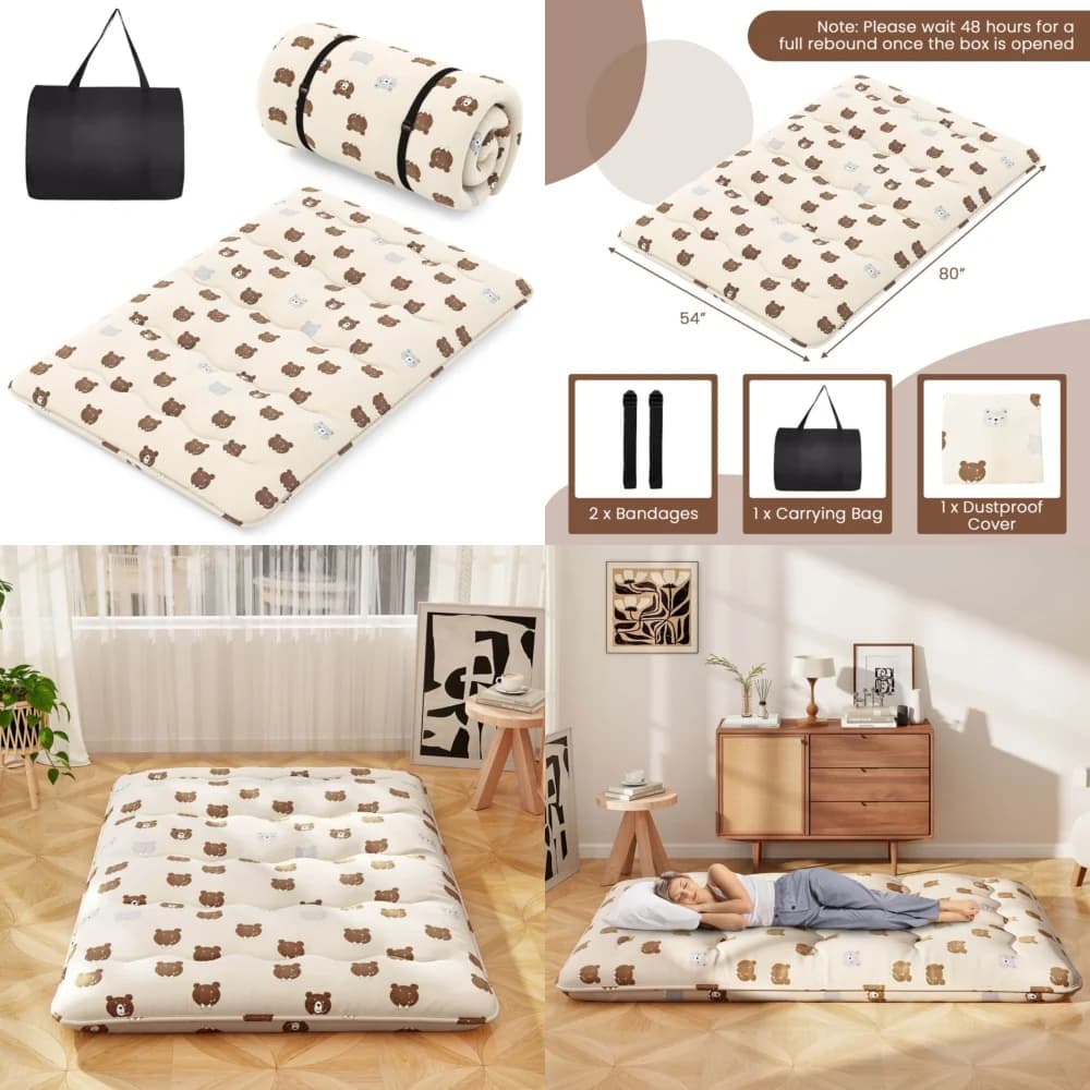 MattressComfortable Japanese style futon mattress with washable lining and portable storage bag for sleeping on the floor