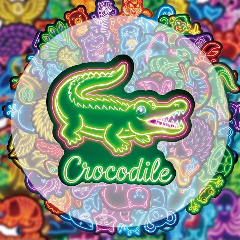 50 adesivi neon con graffiti di animali, adatti per bottiglie d'acqua, laptop, decorazioni per telefoni, valigie, skateboard, chitarre, scatole regalo, decorazioni per feste, regali per le vacanze