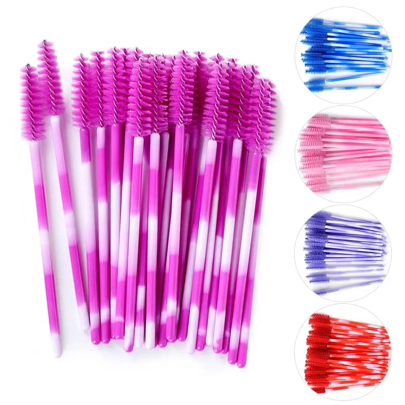 Transparent Box 50 Pieces Makeup Brush Eyebrow Brushes Disposable Mascara disposable Mascara Stick Extension Eyelashes Supplies
