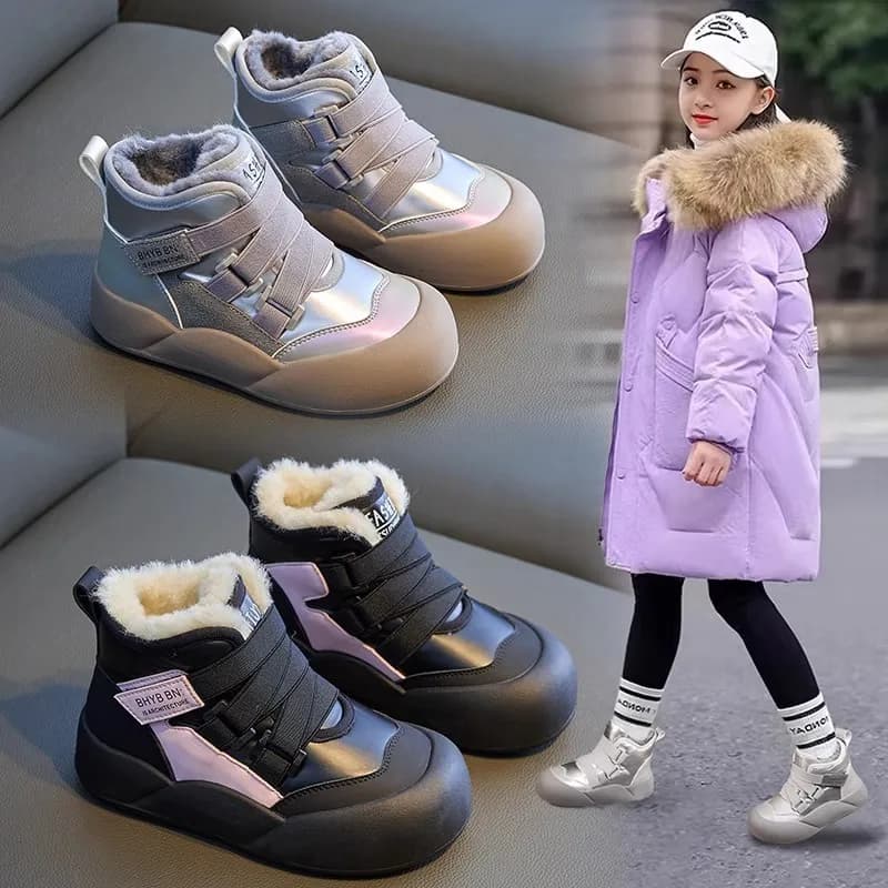 Scarpe in cotone da ragazza scarpe invernali da ragazzo in cotone con ispessimento e fodera in pile scarpe da bambino stivaletti per bambini