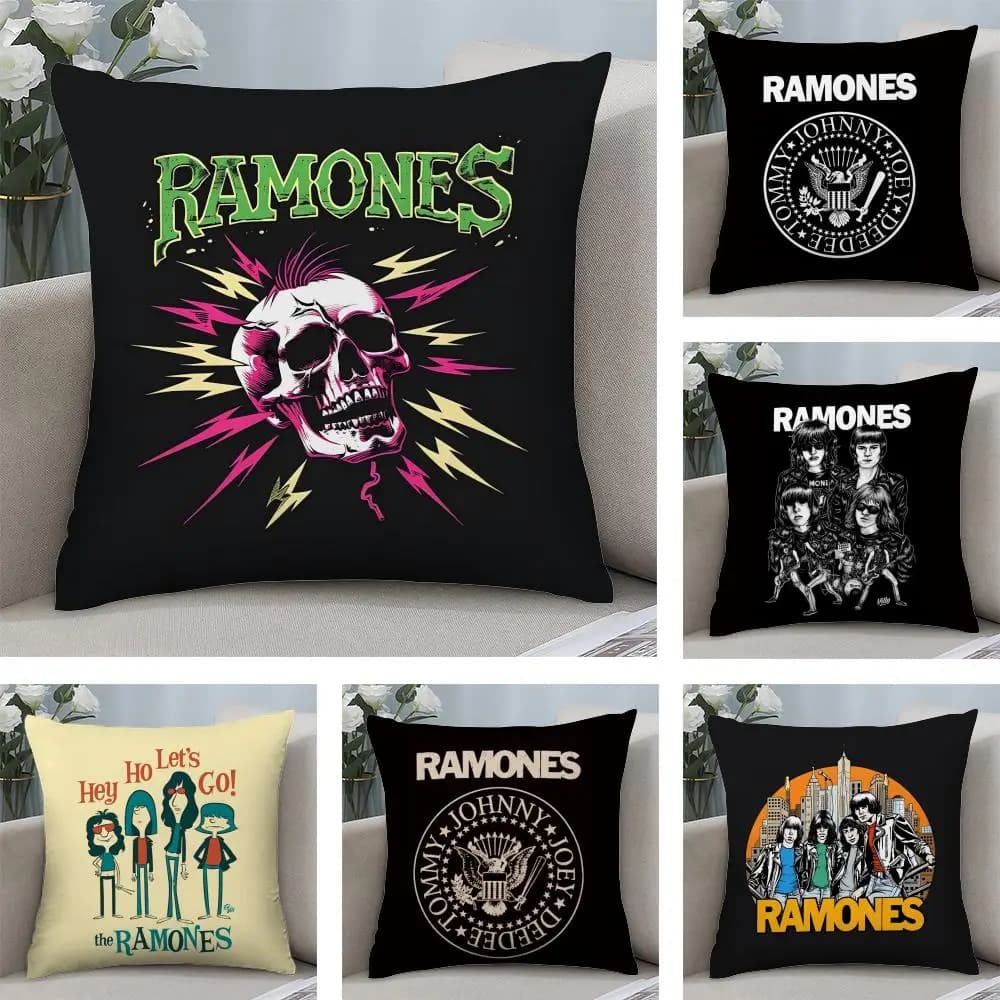 Rock R-Ramones pillow sheet in soft fabric, printed on both sides, for sofa, for all seasons, gift for home decor
