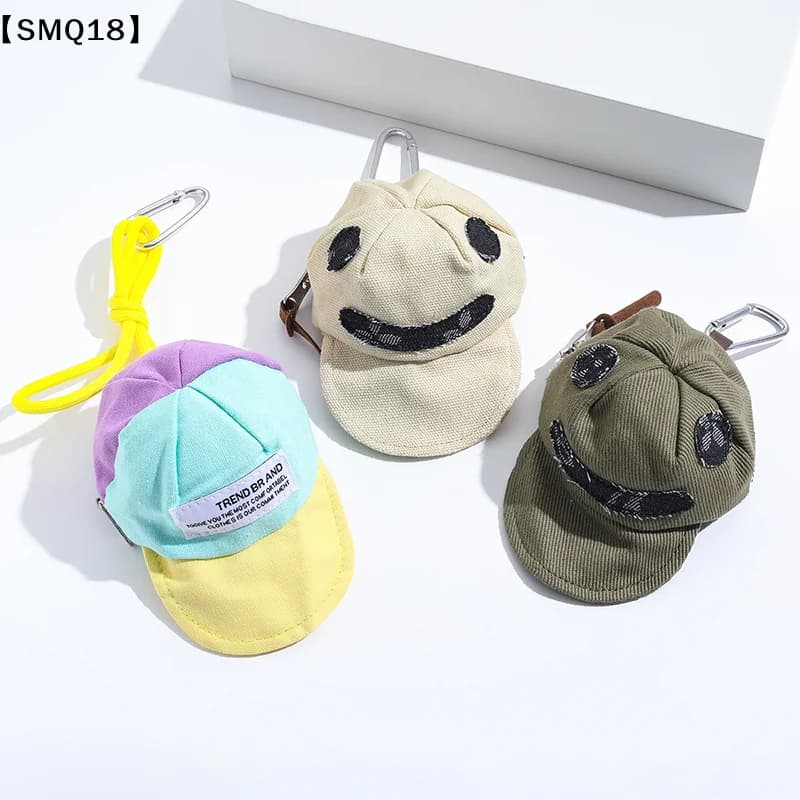 Creative Peaked Hat Shape Coin Purse Keychain Portable Wallet Bag Pendant Trendy Headphones Organizer【SMQ】