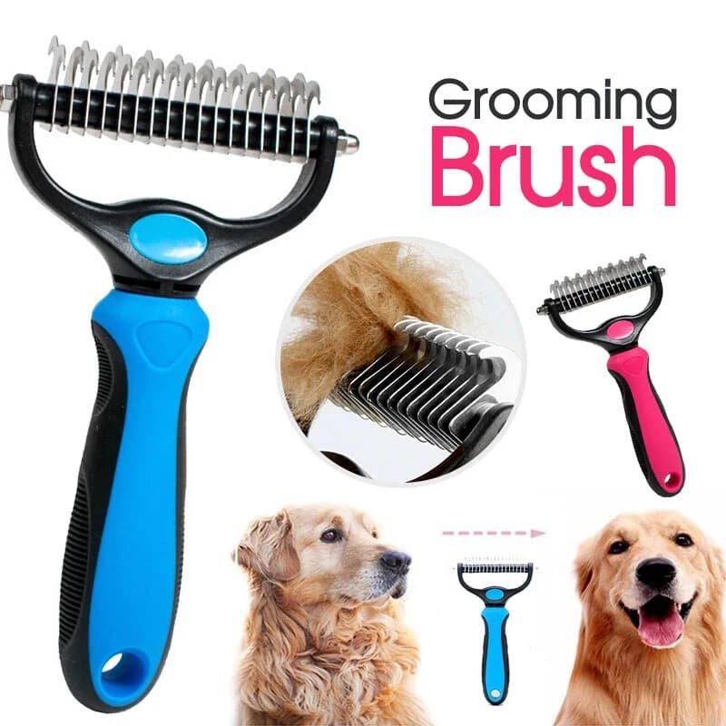 Spazzola per la rimozione del pelo di animali domestici, pettine a due lati in acciaio inossidabile per la toelettatura, spazzola professionale per la rimozione del pelo per cani e gatti