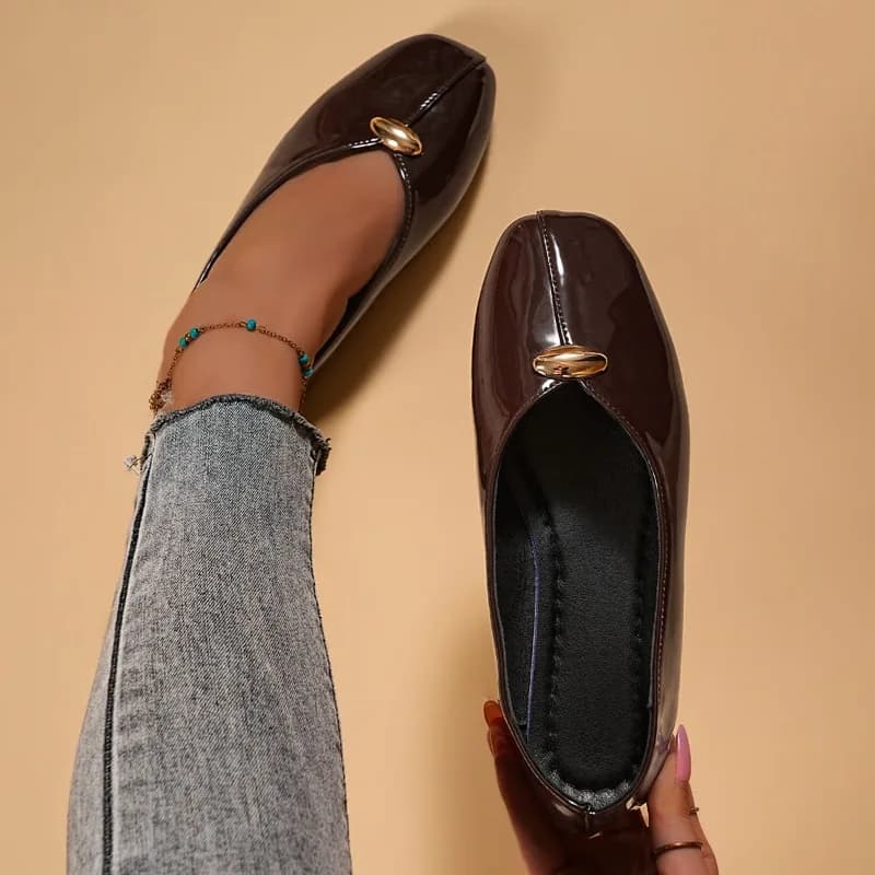 Scarpe basse da donna comode con punta tonda, design essenziale, ballerine a scollo basso, slip-on, mocassini vintage casual, sneakers da donna