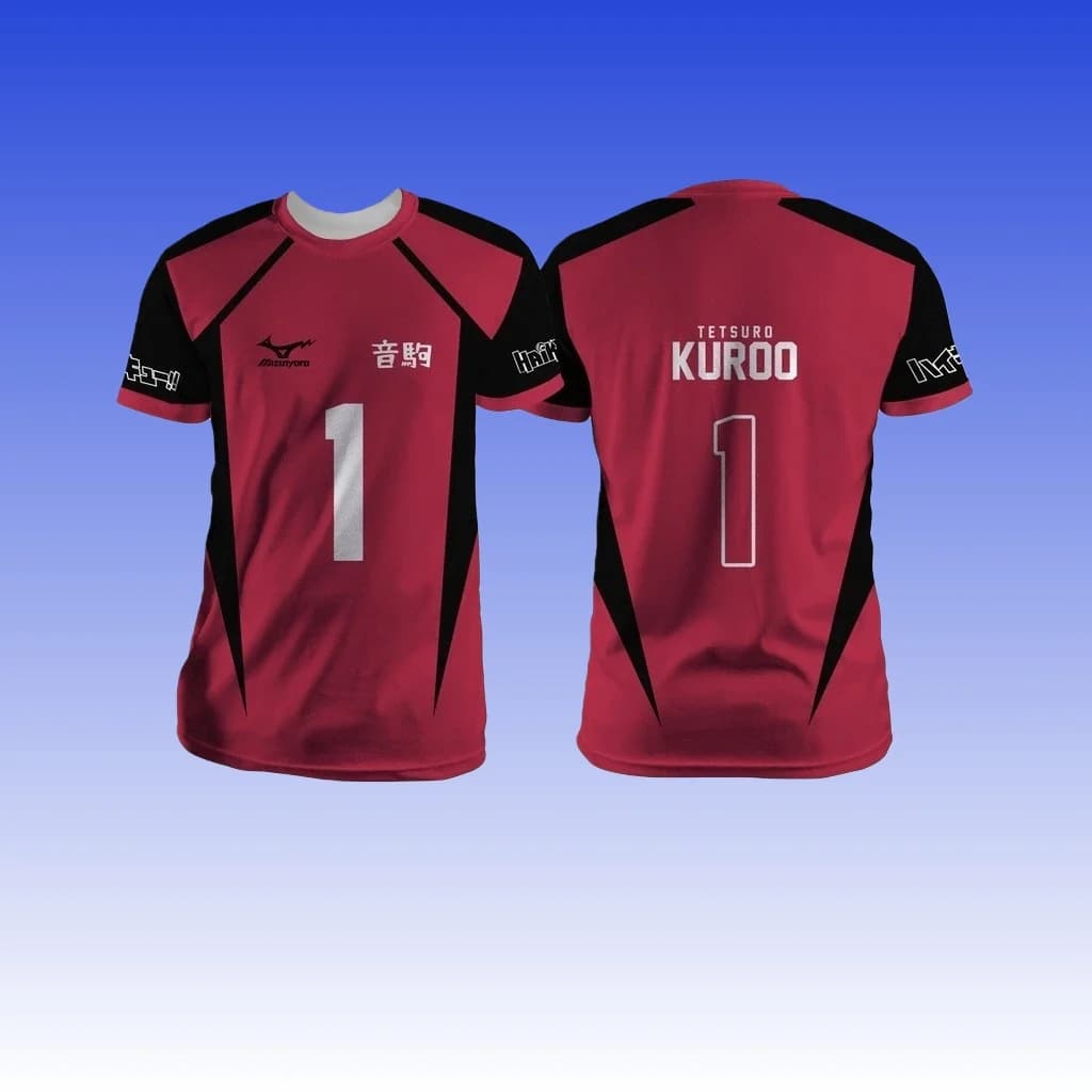 New Volleyball Knit 2026 by Kuroo Tetsuro of the Japanese Soul Nekoma High School, Red Black White, Sporty Clothing Anime 2025