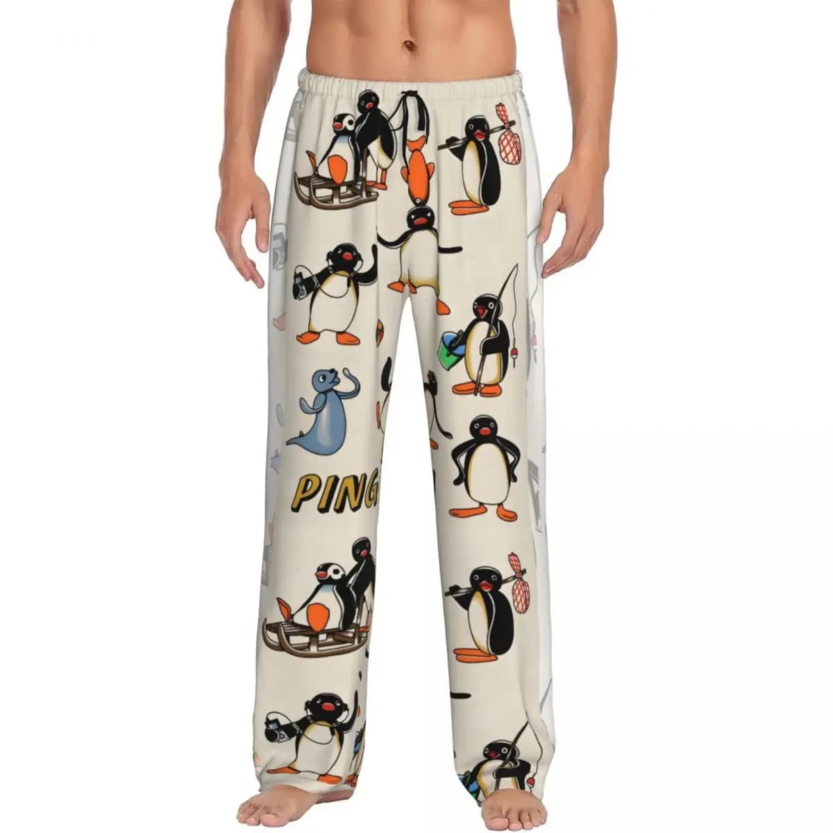 Pantaloni da pigiama personalizzati Noot Noot Pingu Pantaloni da notte elasticizzati da uomo Penguin Merch Lounge Sleep con tasche