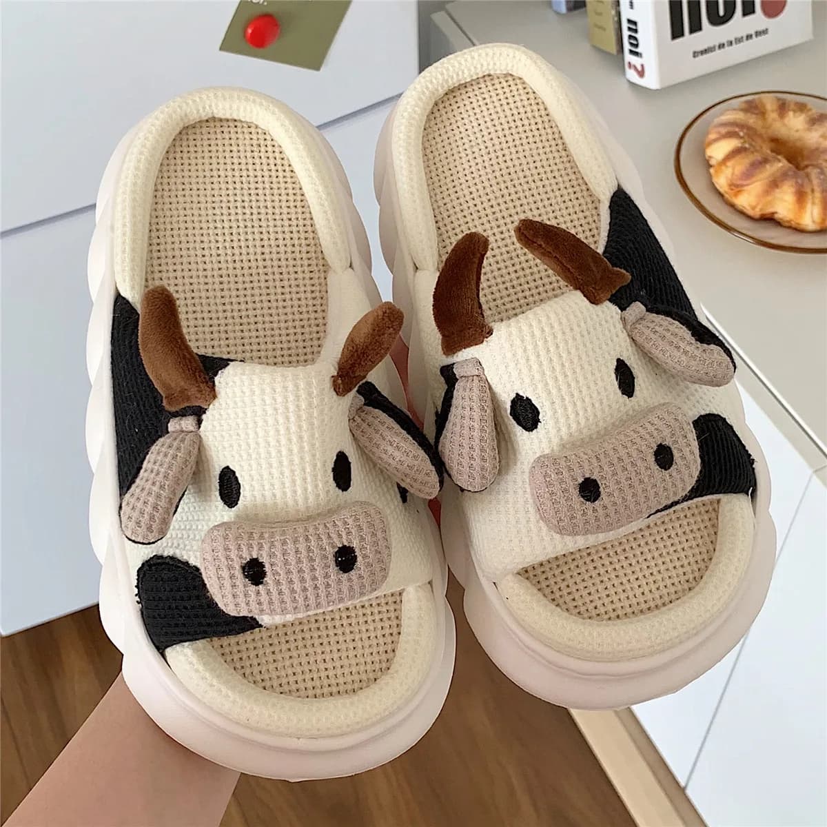 Linen Thick Bottom Clogs Unisex Indoor Home Slippers Anti-Slip Summer Indoor Slippers Couple Matching House Shoes