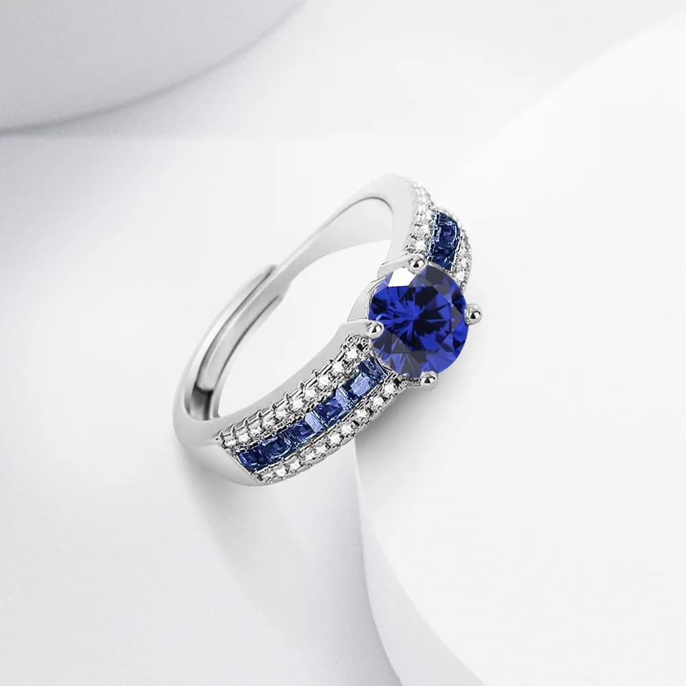 925 Sterling Silver Elegant Women's Ring With Bright Blue Colorful Zircons Light Luxury