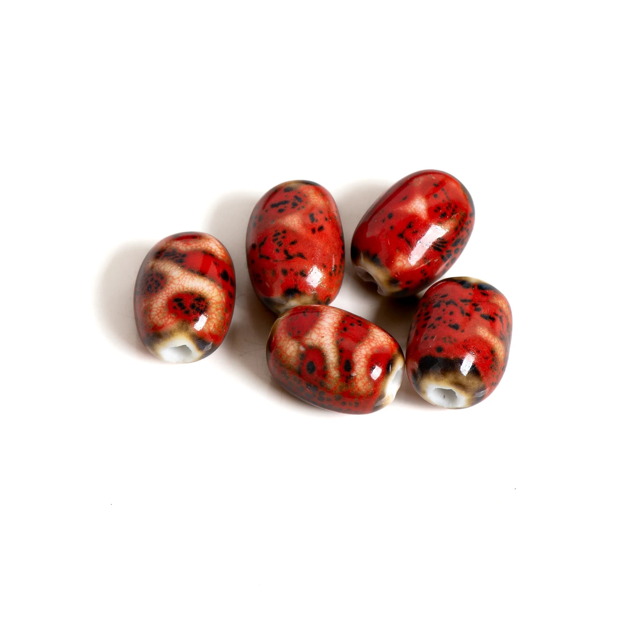 16X12X11mm Floral Small Nail Polish Ceramic Beads with Big Hole for DIY Jewelry Creation 5 Pieces TCZ769