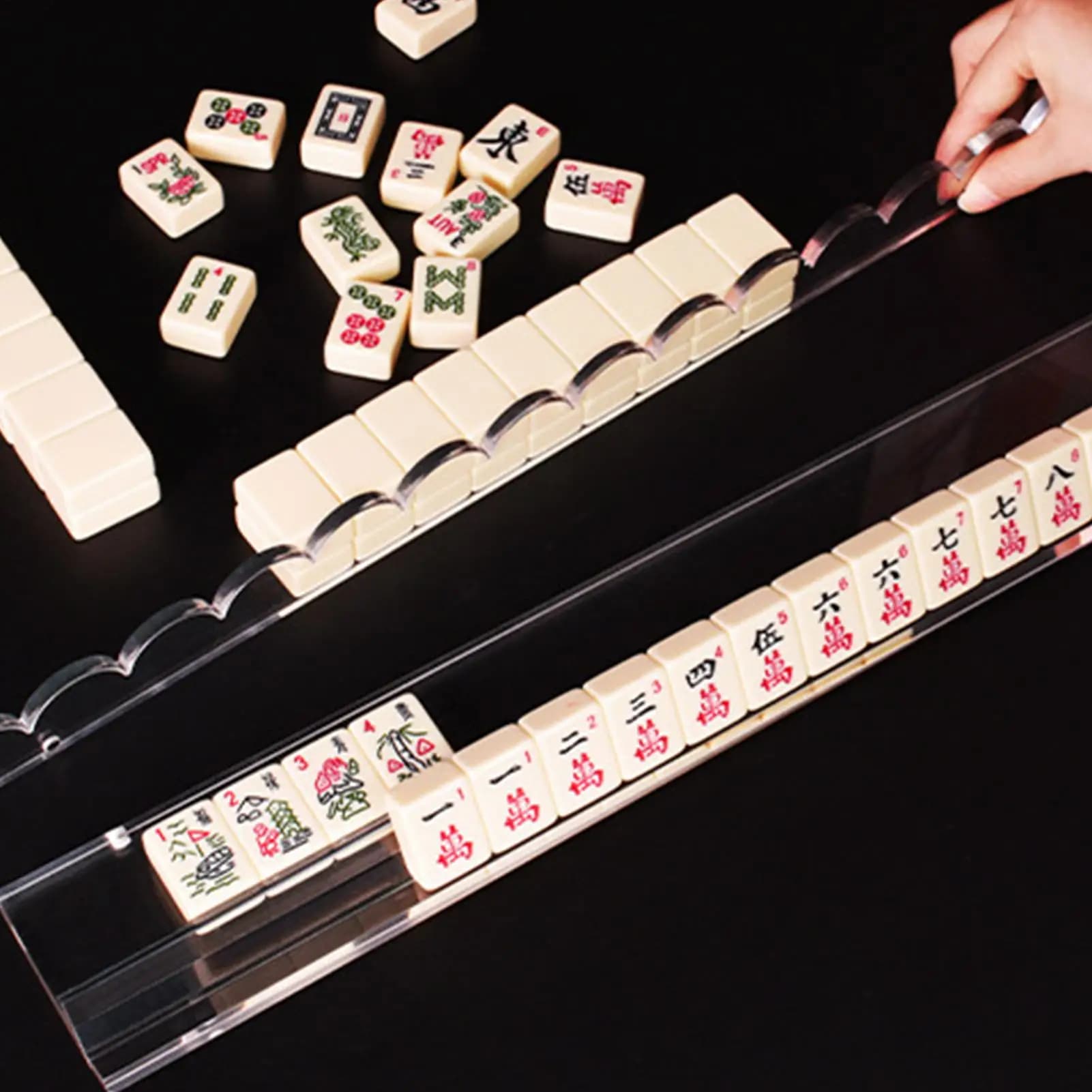 Supporto per Mahjong da 20 Pollici in Acrilico, Montaggio Rapido, per Tessere Grandi, per Giocatori, Anziani, Hobbisti, Sala Giochi, Feste in Famiglia