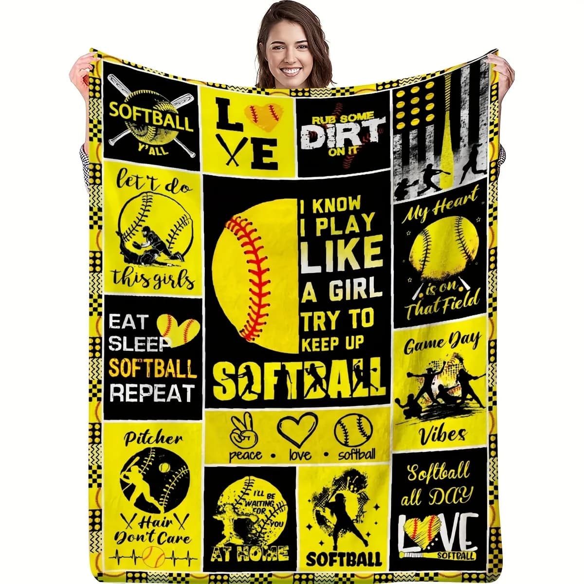 Coperta in flanella regalo a tema baseball, morbida coperta per divano divano letto da ufficio campeggio viaggi, per tutte le stagioni